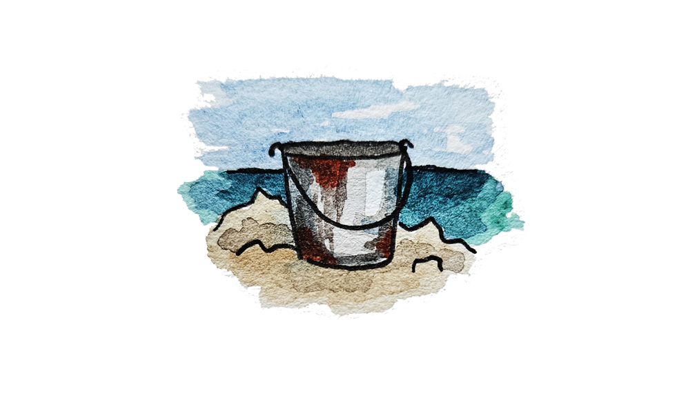 A rusty pail.